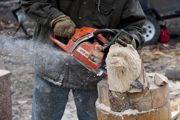 Scultura testa orso sega elettrica — Foto Stock