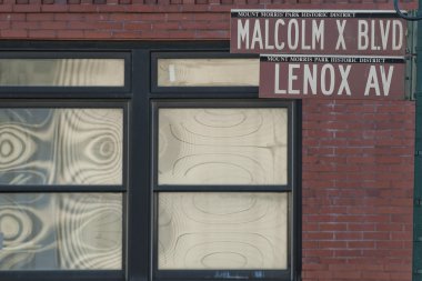 New York Malcom X Boulevard Lenox Avenue street sign clipart