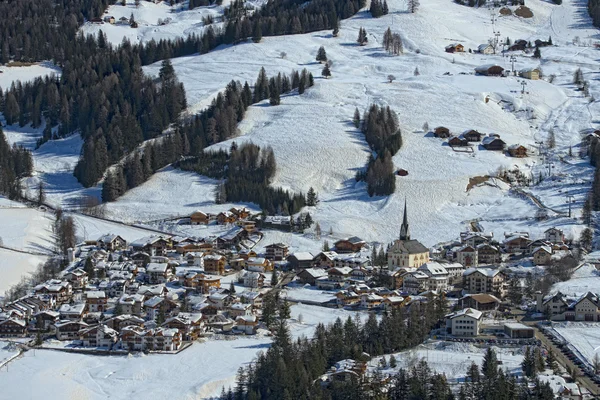 Badia Dolomites town aerial view — Stock Photo, Image