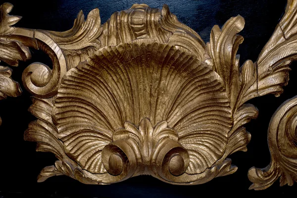 Stare włoskie drewniany statek złota ozdoba — Zdjęcie stockowe