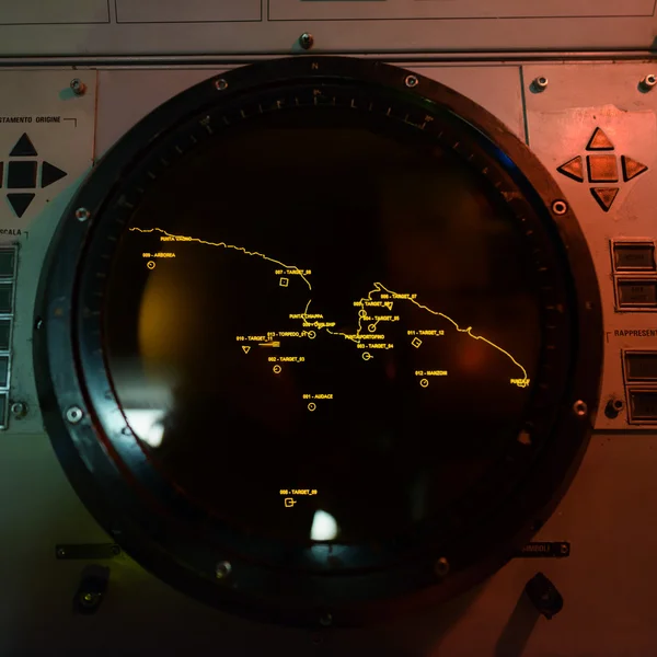 Display de radar do painel de controle submarino — Fotografia de Stock