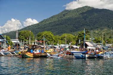 fishing boat in indonesia harbor clipart