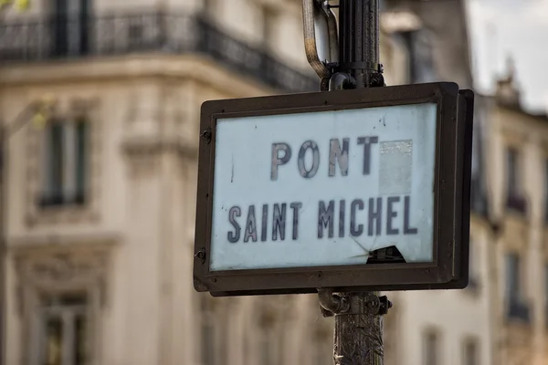Paris Pont saint michel sign — Stockfoto