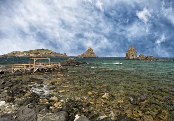 Aci Trezza Sicily Cyclopes Stacks rocks — Stock Photo, Image