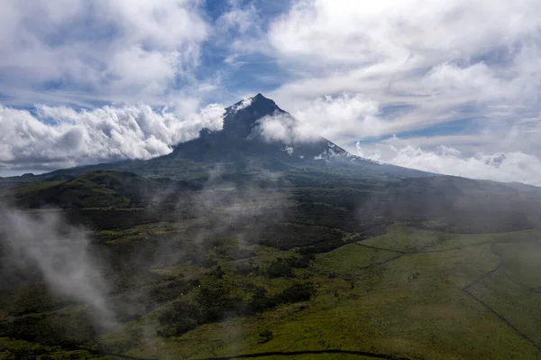 Isla Pico Azores Volcán Avión Tripulado Vista Panorámica —  Fotos de Stock