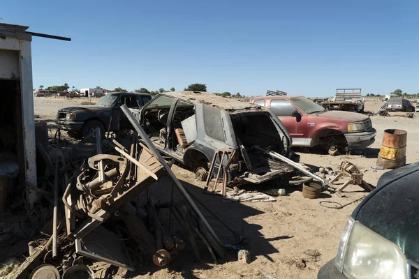 Alte Verlassene Autoteile Auf Einem Schrottplatz San Juanico Mexiko Baja — Stockfoto