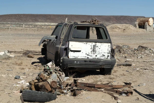 Viejo Coche Abandonado Chatarra San Juanico México Baja California Sur —  Fotos de Stock