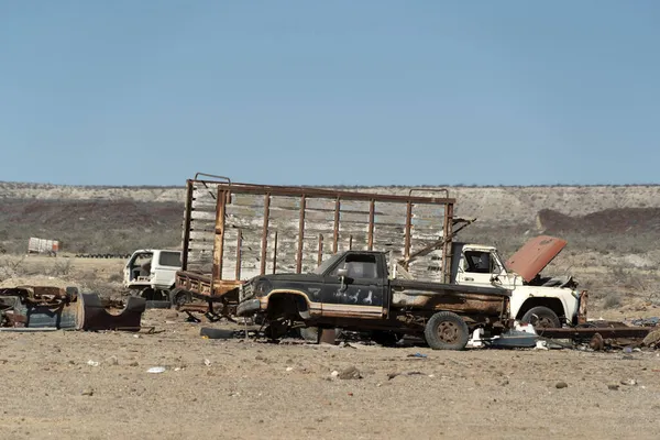 Stary Porzucony Samochód Złomowisku San Juanico Meksyk Baja California Sur — Zdjęcie stockowe