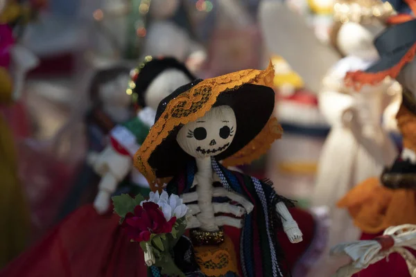 Dia Dos Mortos Papel Boneca Crânio México Detalhe — Fotografia de Stock