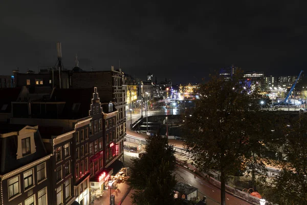 Amsterdam Central Station Night View Cityscape — Stock Photo, Image