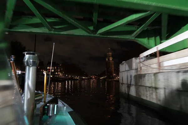 Amsterdam Países Bajos Canales Crucero Por Noche —  Fotos de Stock