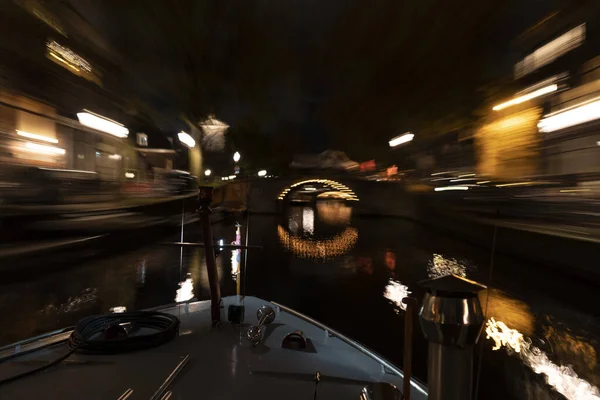 Amsterdam Netherlands Canals Cruise Night — Stock Photo, Image