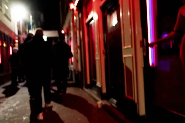 Amsterdams Red Light District Natten — Stockfoto