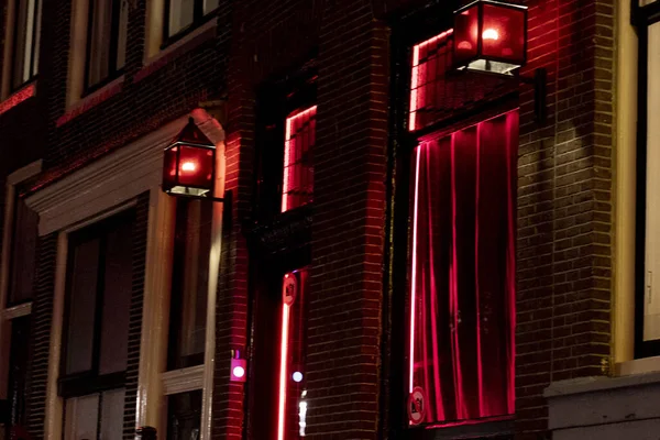 阿姆斯特丹红灯区夜间 — 图库照片