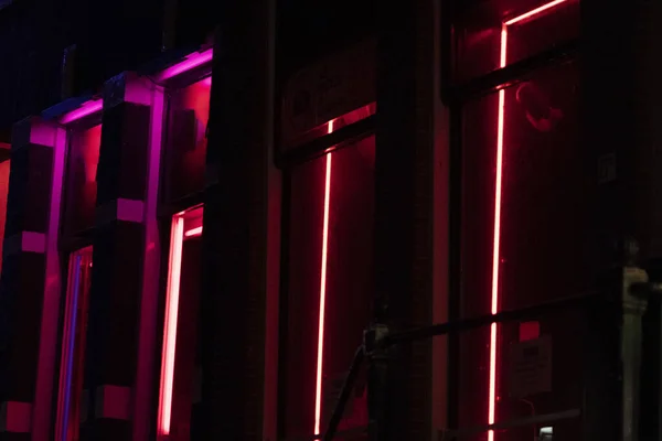 Amszterdam Piros Lámpás Negyedében Éjszakai — Stock Fotó