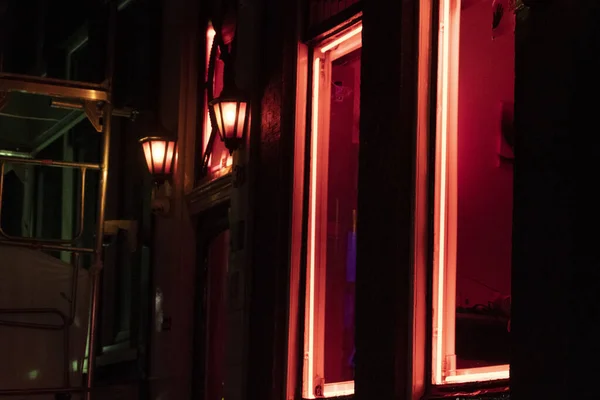 Amsterdams Red Light District Natten — Stockfoto