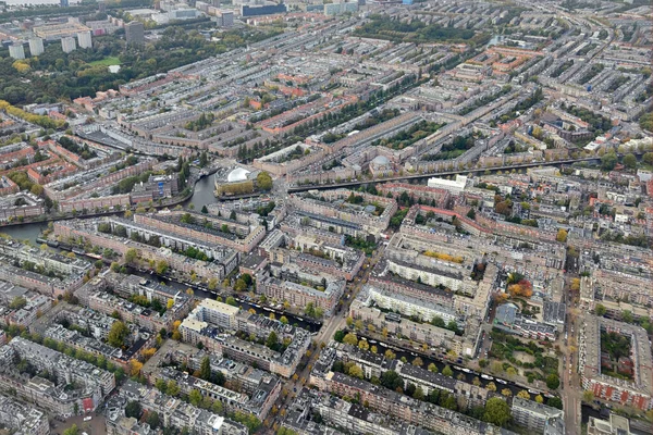 Amsterdam Kanavat Antenni Laskeuduttaessa Maisema Kaupunkikuva — kuvapankkivalokuva