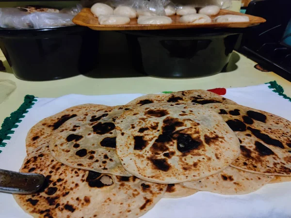 Meksykańskie Autentyczne Tortille Ręcznie Robione Szczegółowo — Zdjęcie stockowe