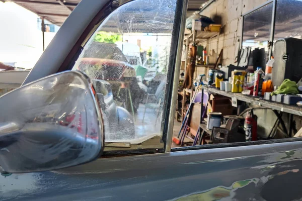 Cuerpo Del Coche Viejo Trabajo Reparación Coche Garaje Detalle — Foto de Stock