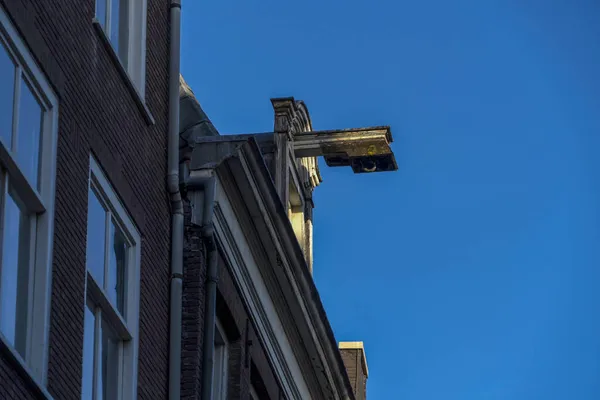 Amsterdam Cidade Centro Edifício Gancho Detalhe Paisagem Urbana — Fotografia de Stock