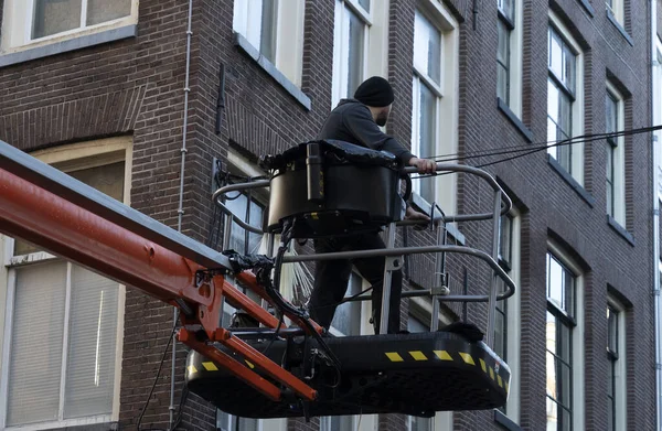 Uomo Che Lavora Carrelli Elevatori Amsterdam — Foto Stock