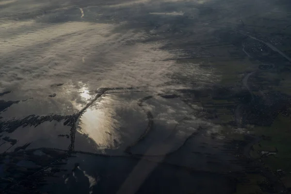 Nebel Und Wolken Amsterdam Bereich Luftbild Panorama — Stockfoto