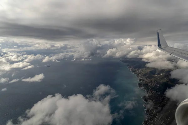 Genoa Vue Aérienne Avant Atterrir Sur Panorama Nuageux — Photo