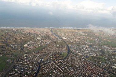 Amsterdam Liman Kanalları 'nda yollar, hava manzarası manzarası