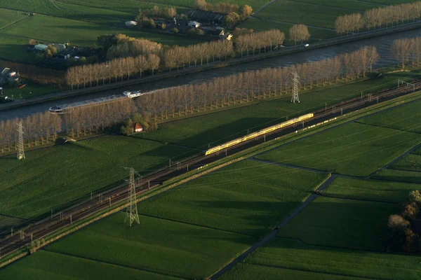 Train Railroad Amsterdam Harbor Channels Roads Aerial View Panorama Landscape — Stock Photo, Image
