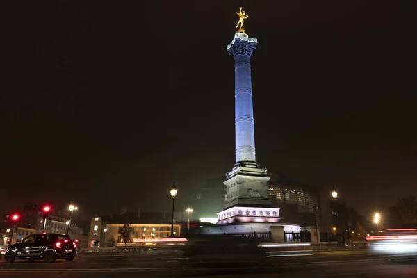 Bastille Place Paris Fransa Gece Görüşü — Stok fotoğraf