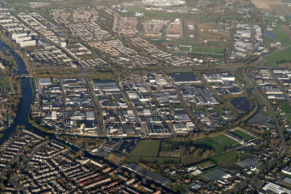 Amsterdam Harbor Channels Roads Aerial View Panorama Landscape — Stock Photo, Image