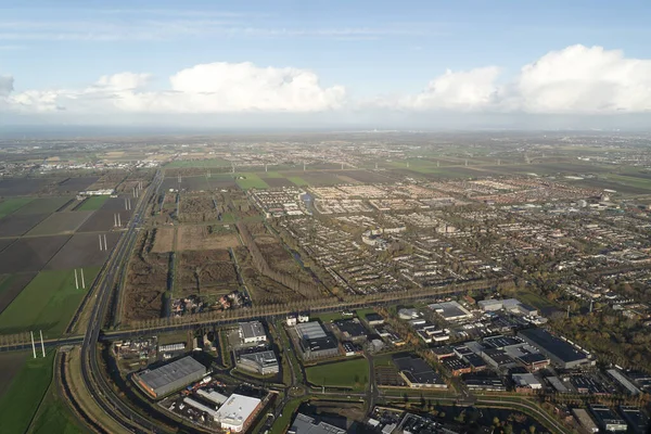 アムステルダム港チャンネル道路空撮パノラマ風景 — ストック写真