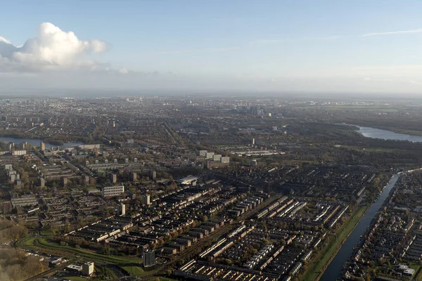 Dimma Och Moln Amsterdam Område Antenn Panorama — Stockfoto