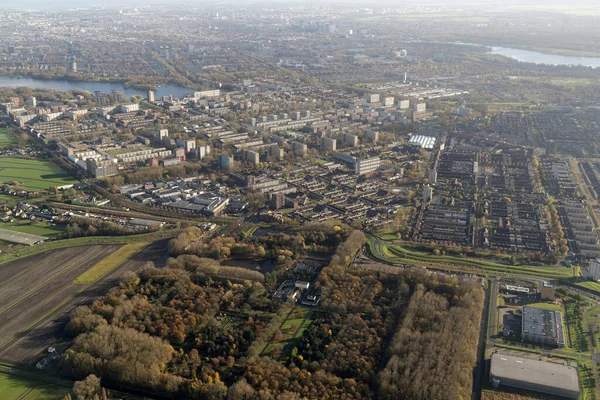 Amsterdam Kikötői Csatornák Utak Légi Kilátás Panoráma Táj — Stock Fotó