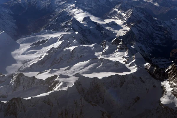 Alpen Luftaufnahme Landschaft Aus Dem Flugzeug — Stockfoto