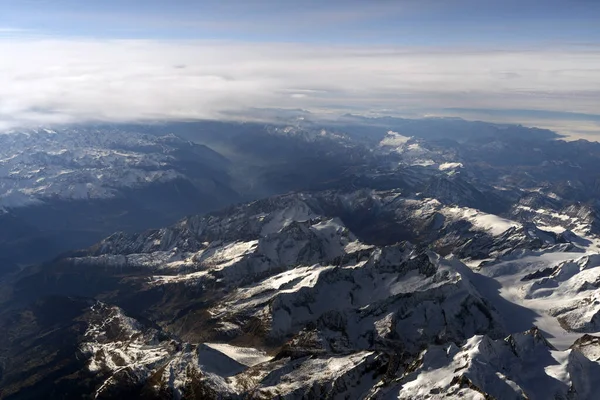 Alpi Vista Aerea Panorama Paesaggio Aereo — Foto Stock