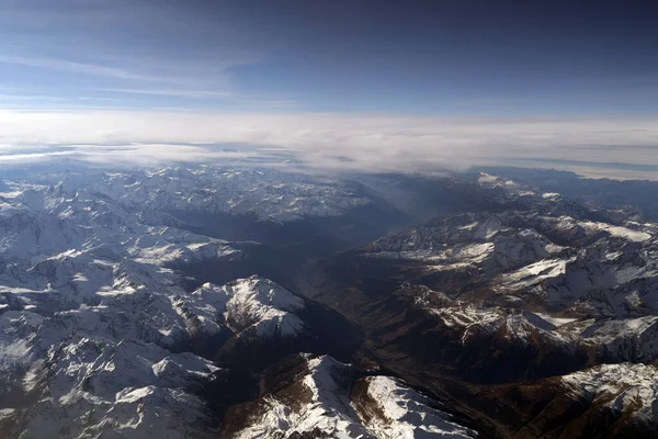 Alpes Vista Aérea Panorama Paisaje Desde Avión — Foto de Stock