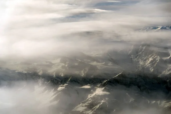 Alpen Luftaufnahme Landschaft Aus Dem Flugzeug — Stockfoto