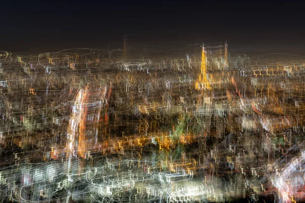 Torre Eiffel Efeito Luz Movimento Borrão Noite Arte Câmera — Fotografia de Stock