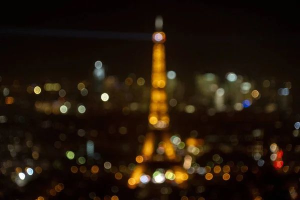 Eiffel Tower Éjszakai Elmosódott Mozgás Fényhatás Kamera Művészet — Stock Fotó