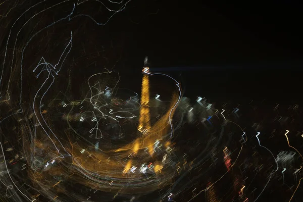 Eiffeltornet Natt Oskärpa Rörelse Ljus Effekt Kamerakonst — Stockfoto