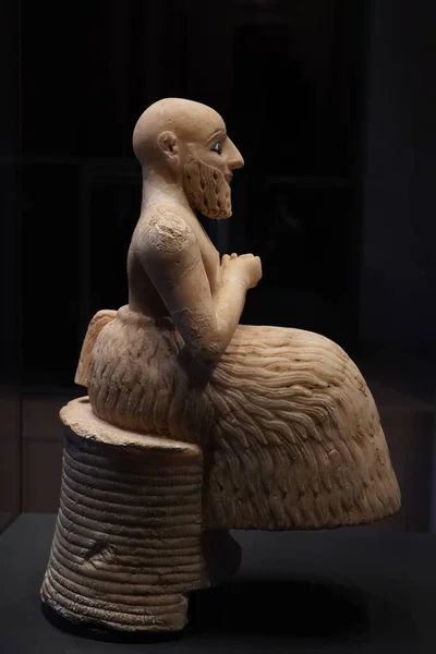 Alabastrowa Posąg Ebih Wieku Pne Nadzorca Starożytnego Miasta Państwa Mari — Zdjęcie stockowe