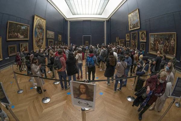 Pari Fransa Kasım 2021 Mona Lisa Odası Covid Için Maskeli — Stok fotoğraf