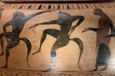 Etrüsk boyalı su kavanozu detayı