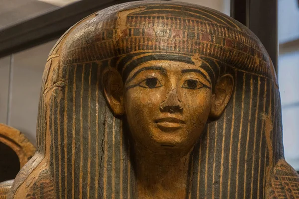 Egípcio Sarcófago Caixão Perto Detalhe — Fotografia de Stock