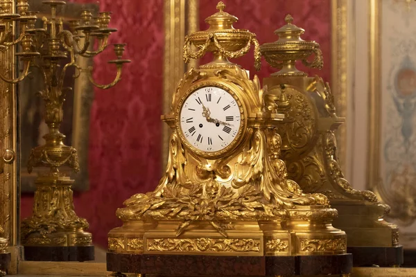 Antique Gold Table Clock France Detail — Stock Photo, Image