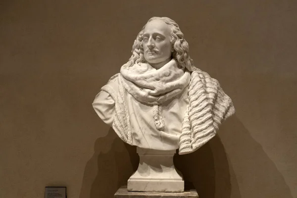 Гийом Ламуаньон Благородный Французский Человек Мрамор Бюст Статуя Деталь — стоковое фото