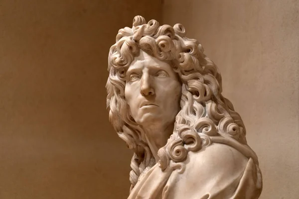 Pierre Mignard Noble Buste Homme Français Marbre Détail Statue — Photo