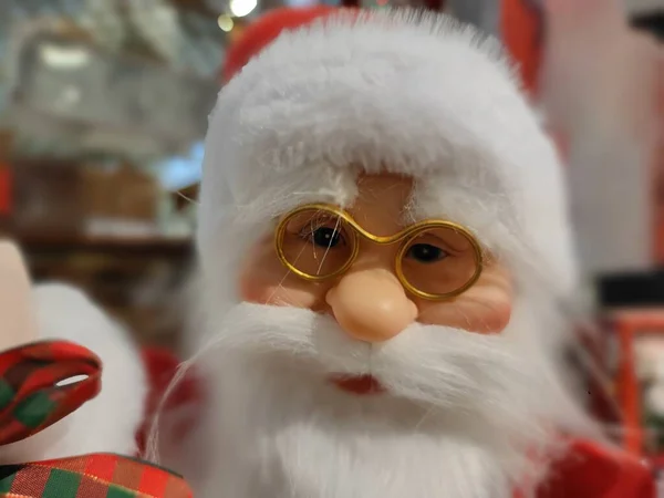 Santa Claus Boże Narodzenie Dekoracja Postać Twarz Szczegół Zbliżenie — Zdjęcie stockowe