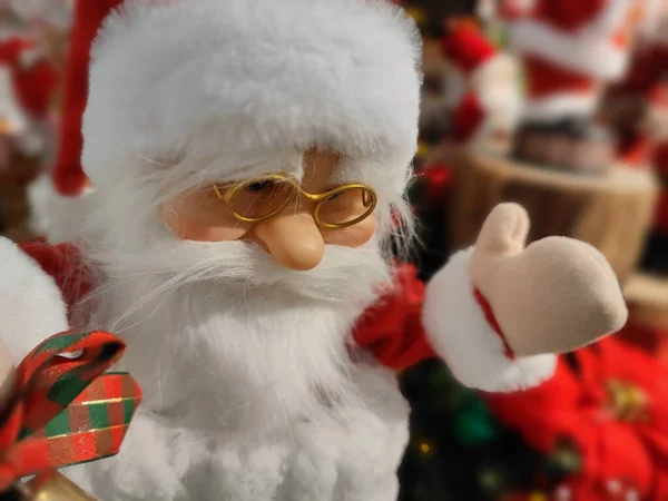 Santa Claus Natale Decorazione Figura Faccia Dettaglio Vicino — Foto Stock